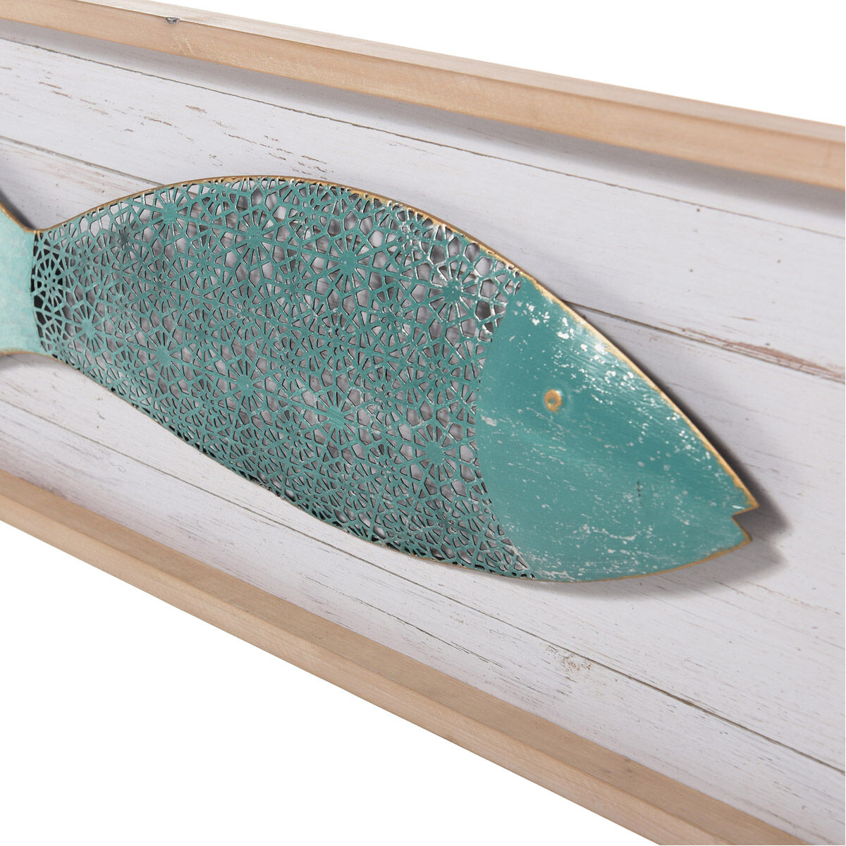 School of Three Matte Blue and White Wall Art 